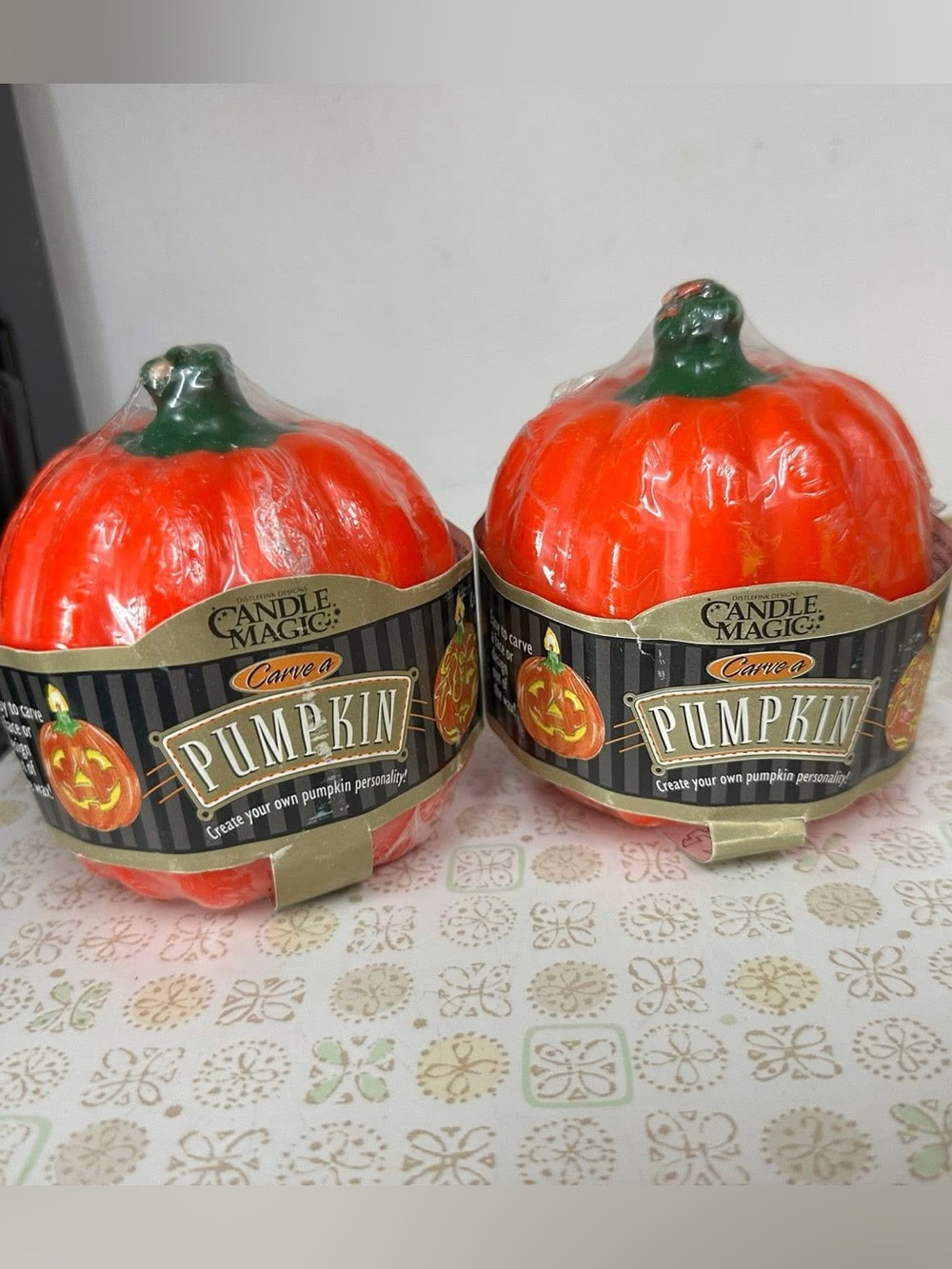 Orange Pumpkin Carve Candle - Set of 2